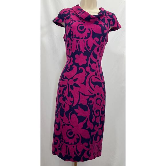 Talbots Women’s Pink & Navy Floral Sheath Dress - Size 4 - Picture 6 of 13